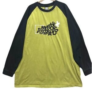 Marithe Francois XXL Y2K Embroidered Logo Raglan Shirt Spell Out Green